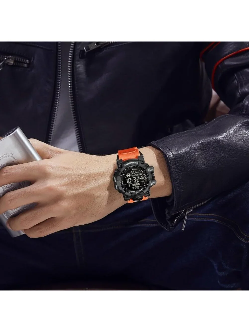 Men's Orange Analog Quartz Electronic Military Multifunction LED Digital Watch